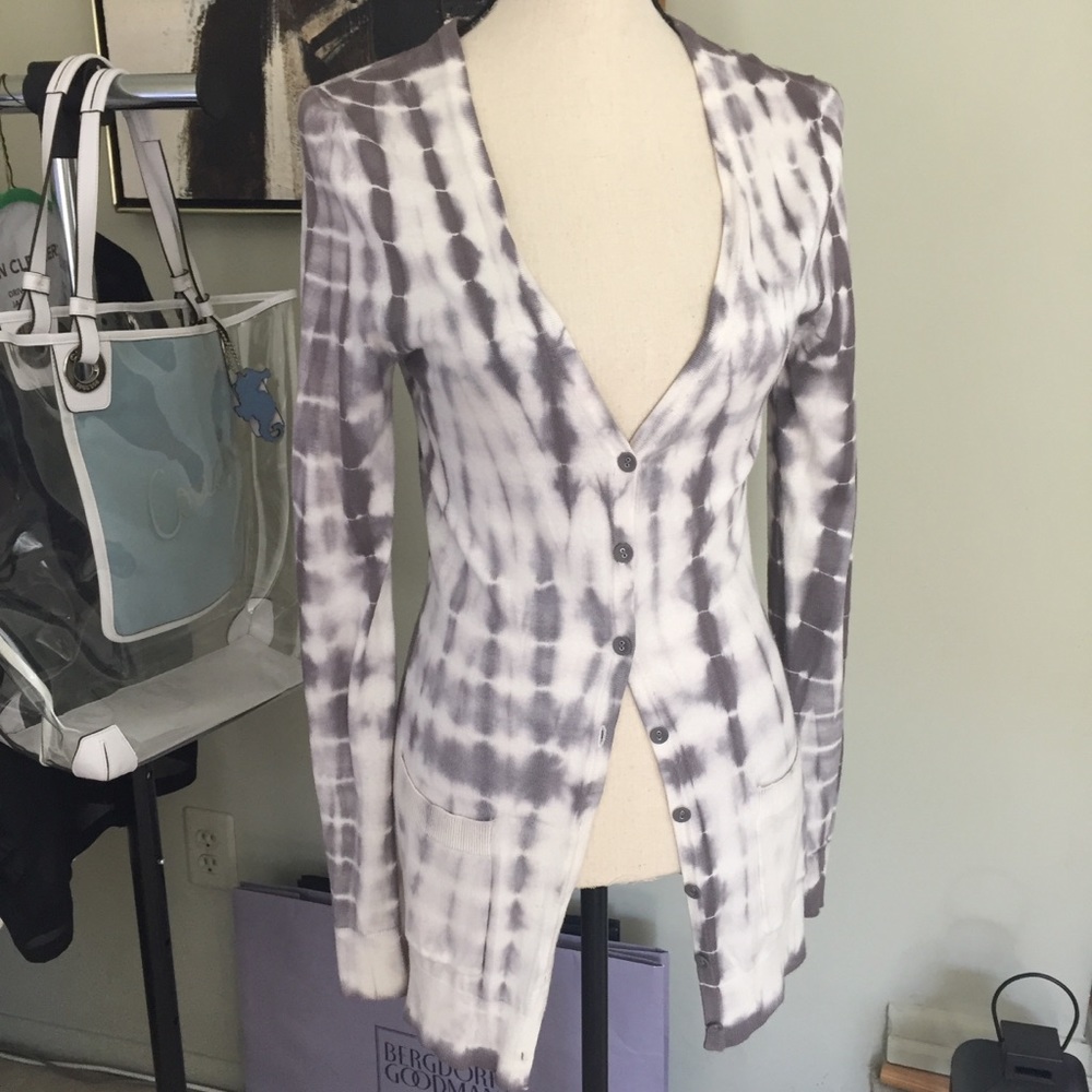 Jlee Silver Gray & White Tie-Dye Cardigan, SIze M